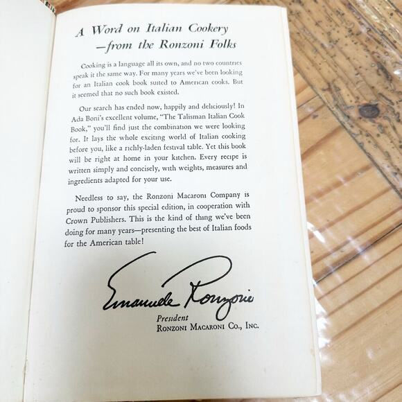 Vintage 1950 Talisman Italian Cook Book by Ada Boni Hardcover - Picture 8 of 9